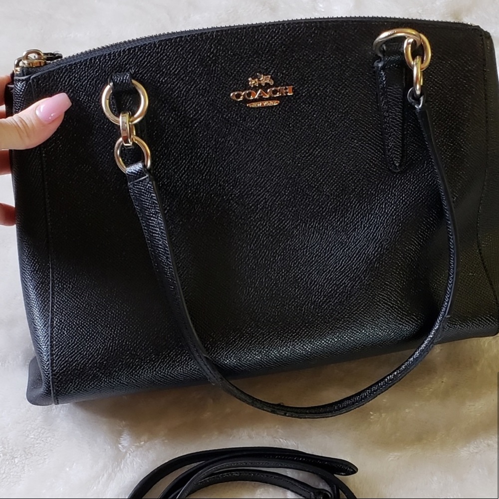 Authentic large leather coach shoulder bag